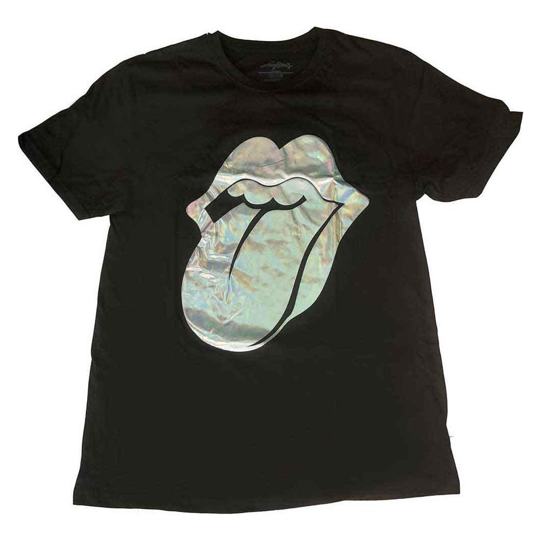The Rolling Stones, Damen, Shirts, Foil Tongue (Girlie), Schwarz, (M)