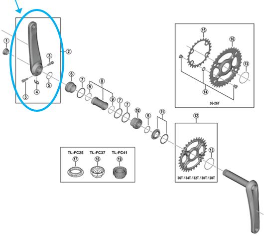 Productafbeelding Shimano Crank FC-M8100 links 175 mm (175 mm)