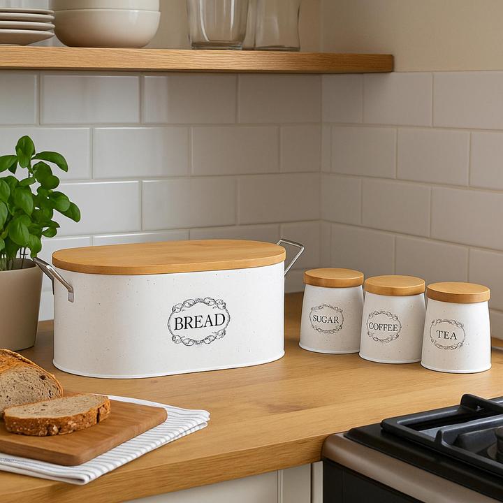 Immagine prodotto neuetischkultur Scatola per il pane Set di 4 scatole per il pane Country House White