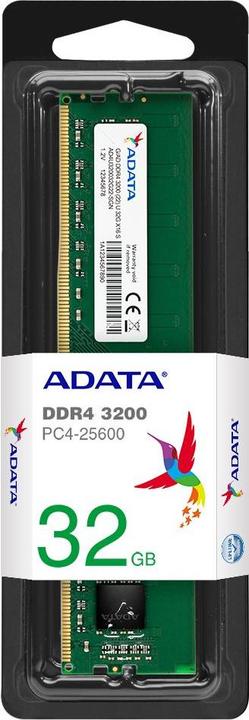 Produktbild Adata Premier Memory, DDR4, 32GB, 3200MHz, CL22 (AD4U320032G22-SGN) (1 x 32GB, 3200 MHz, DDR4-RAM, U-DIMM)