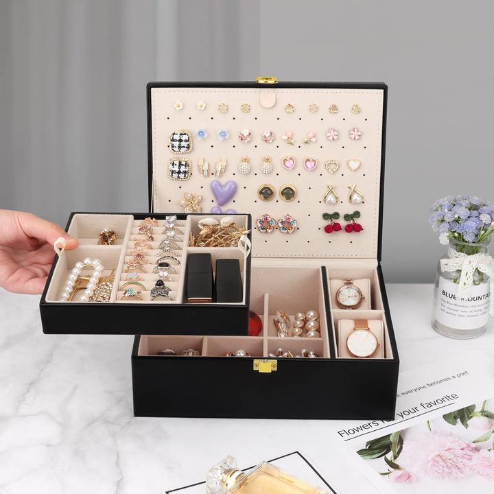 Produktbild Only-Bags.Store Schmuckkästchen für Halsketten, Ohrringe, Armbänder, Ringe, Uhren, mit abnehmbaren