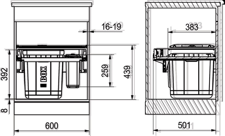 Productafbeelding Franke Veegsysteem -Sorter Serie 350 H Composta 60 voor BLUM Tandembo (40 l)