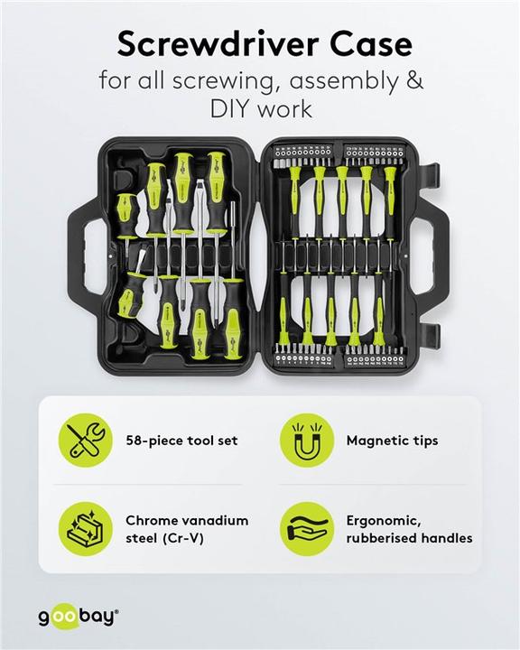 Immagine prodotto Goobay 74005 Set di cacciaviti a mano Cacciavite di precisione (Fessura croce Phillipps (PH), Torx (TX), Fattucchiera)