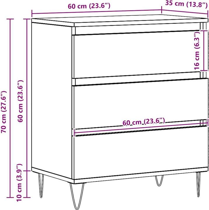 Produktbild vidaXL Sideboard (60 x 35 x 70 cm)