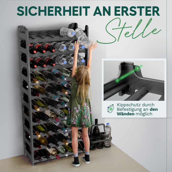 Produktbild Novaliv Flaschenregal für 36 Flaschen | Weinregal grau | Regal aus stabilem Kunststoff, stapelbar