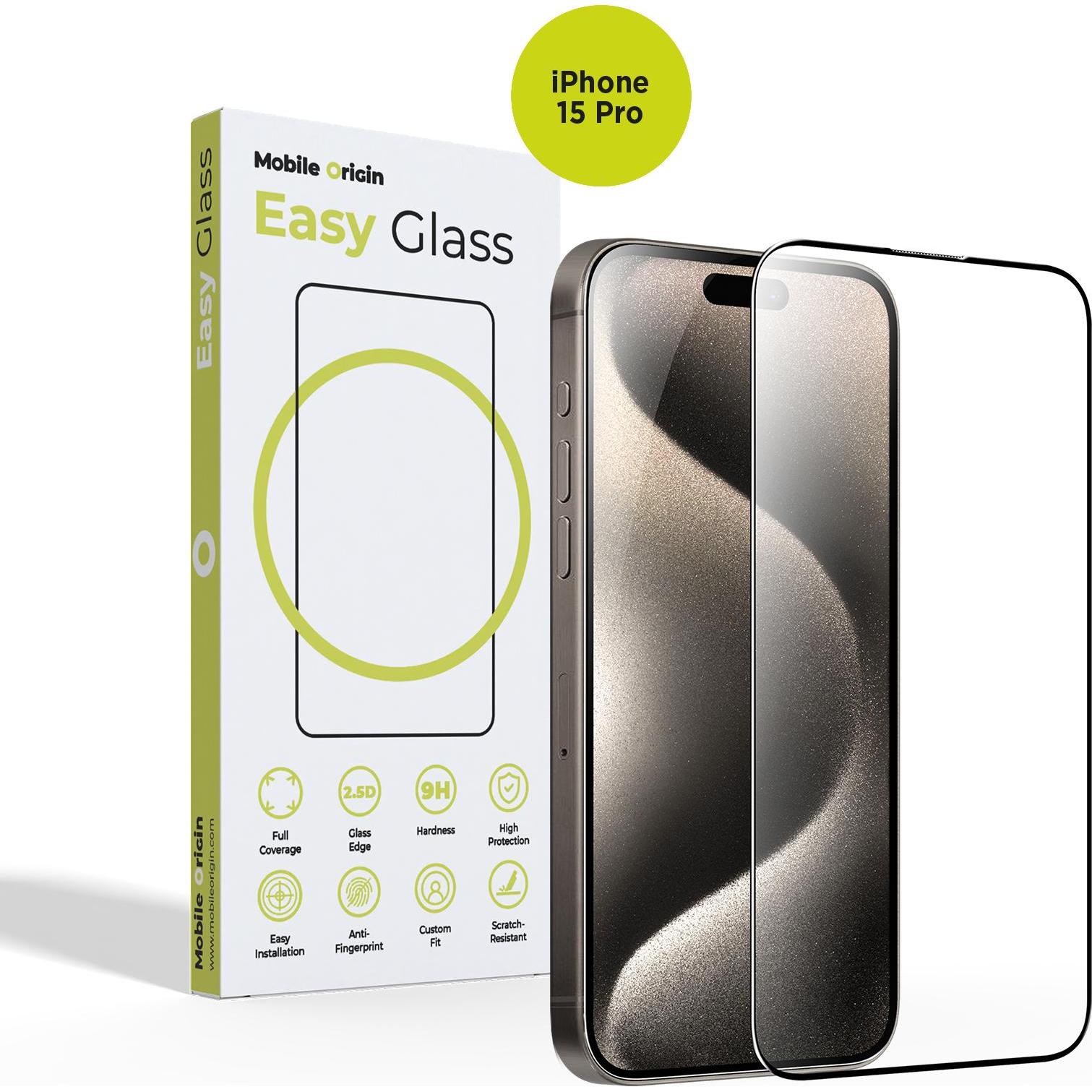 Mobile Origin EasyGlass per iPhone 15 Pro (Apple iPhone 15 Pro), Pellicola protettiva smartphone
