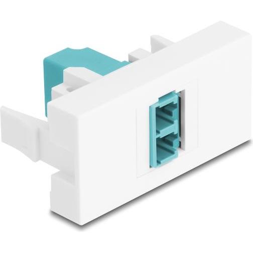 Delock Easy 45 Modul LC Duplex Buchse zu LC Duplex Buchse weiss / aqua (Netzwerk Kupplung), Netzwerk Zubehör