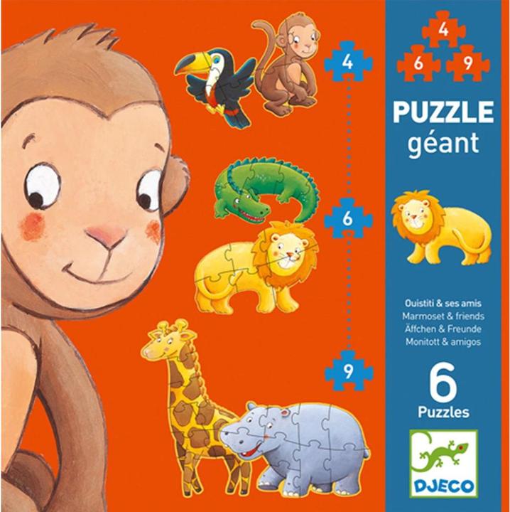 Image du produit Djeco Puzzle géant Marmoset et ses amis 4/6/9 pièces (6 pièces)