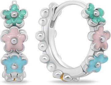 Immagine prodotto Brilio Silver - Silver hoop earrings with flowers EA1130W