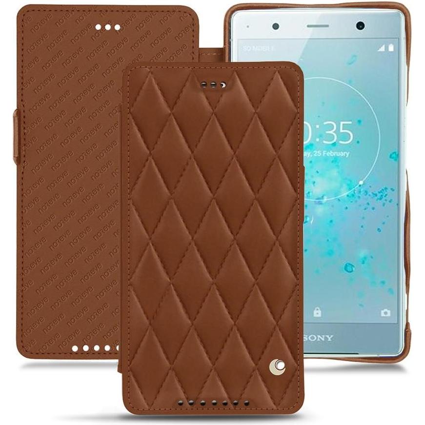 Noreve Lederschutzhülle horizontal (Sony Xperia XZ2 Premium), Smartphone Hülle, Braun