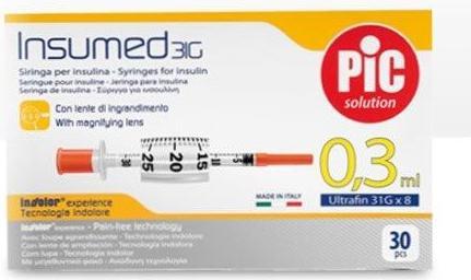 Image du produit PIC Spritze Insulin 0.3ml Luer Nadel (Seringue d'insuline)