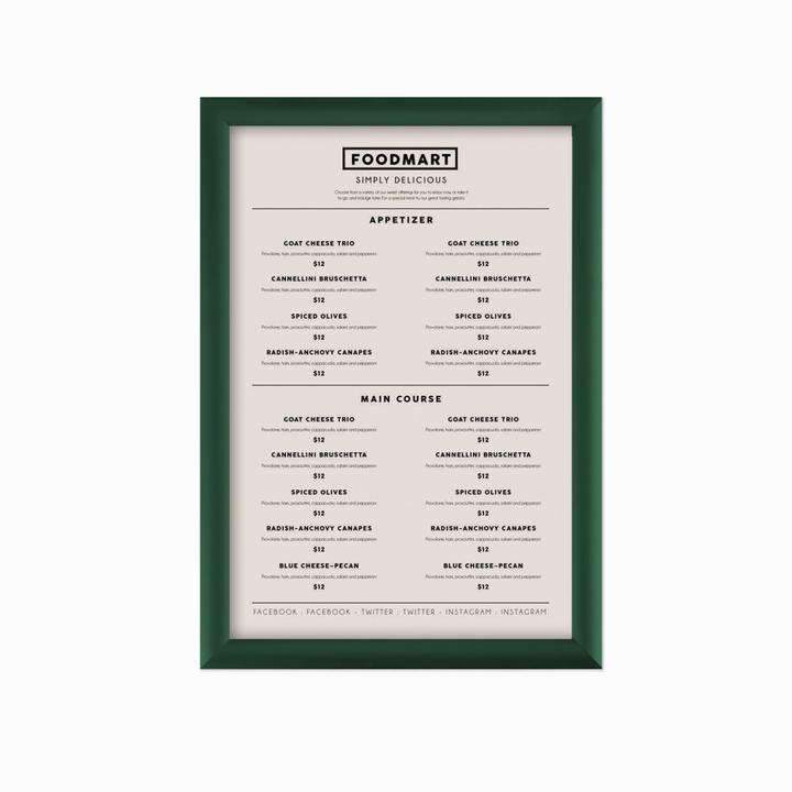 Nutritional values and ingredients Europel Poster frame, DIN A4, 25 mm, green (A4)