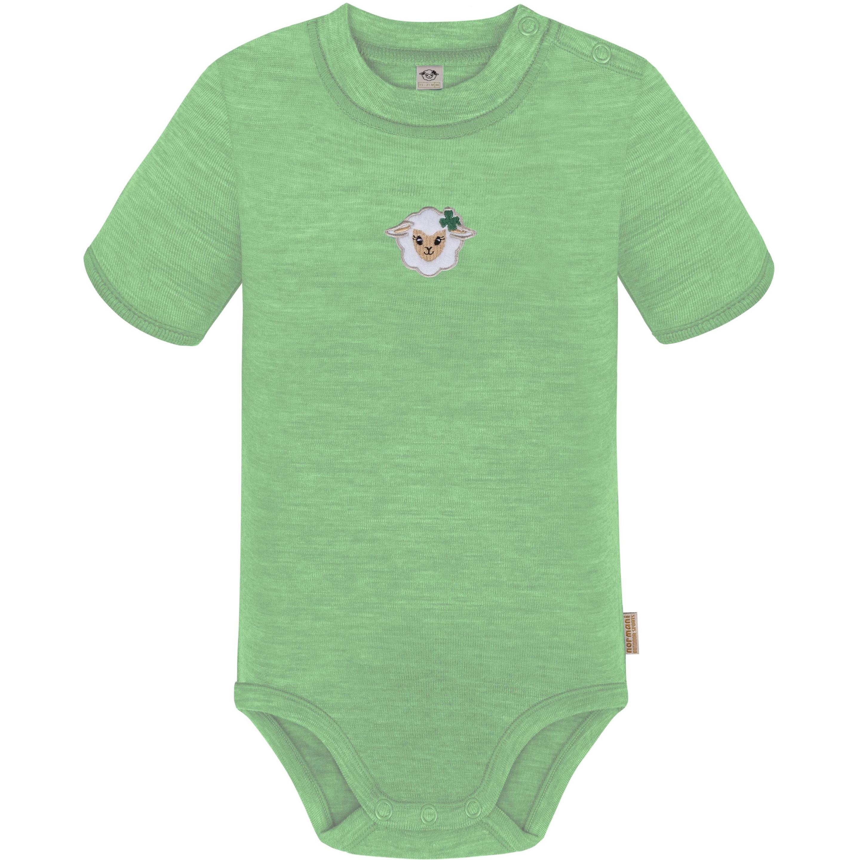Normani, Body, Baby Merino Kurzarmbody „Tihoi" und Hose „Tutira" - 9613, Grün, (74)