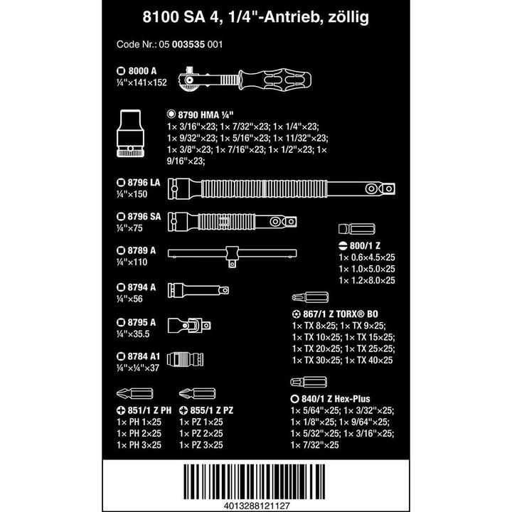 Image du produit Wera 8100 SA 4 Jeu cliquet Zyklop Speed