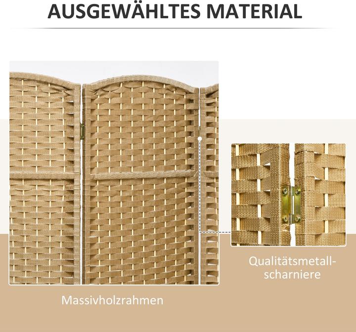 Actual product image Homcom Paravent Polypropylen, Kiefernholz Naturholz