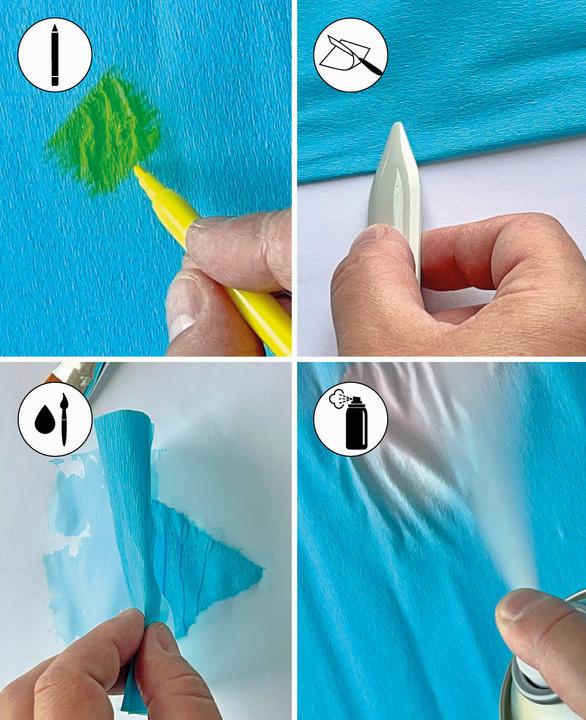 Actual product image I Am Creative Crepe paper set, paper set with elastic properties and an uneven, rough surface, colourful (32 g/m², 10x)