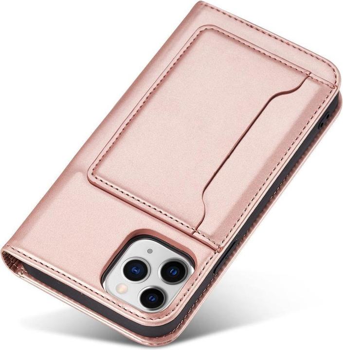 Image du produit Hurtel Etui Magnétique pour iPhone 12 Pro Pochette Portefeuille Carte Stand Rose (Apple iPhone 12 Pro)