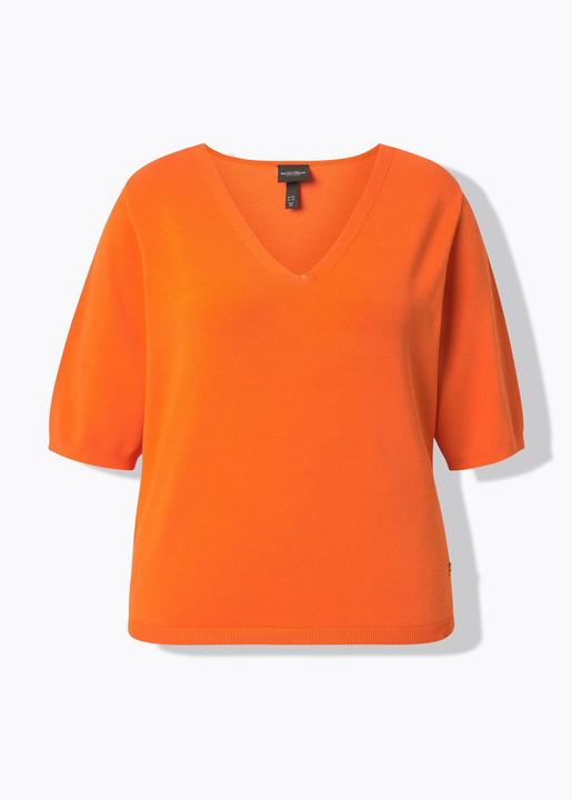 Produktbild Ulla Popken Pullover, elastischer Saum, V-Ausschnitt, Halbarm (54)