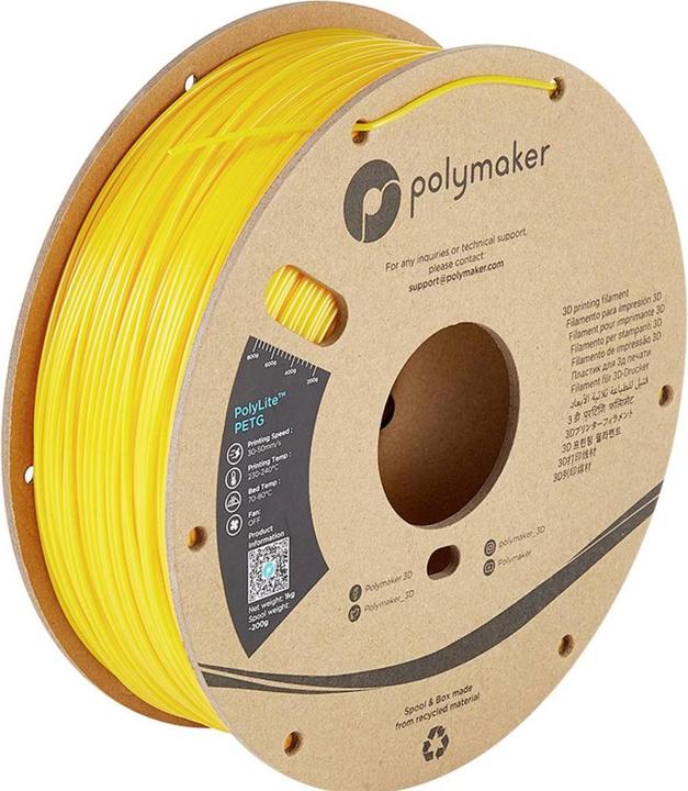 Actual product image Polymaker PolyLite PETG V2 - Yellow - 1.75mm (PETG, 1.75 mm, 1000 g, Yellow)