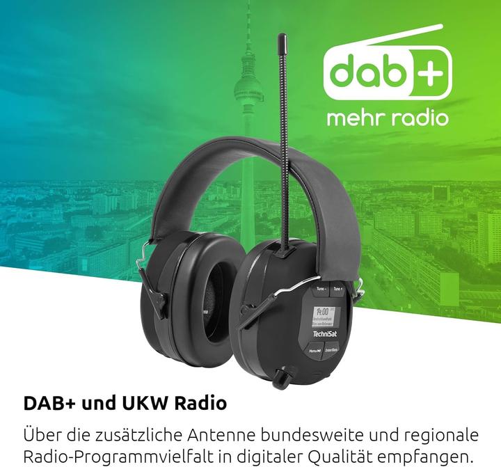 Image du produit TechniSat STEREOMAN DAB+ OD noir / écouteurs sans fil / IPX4 / microphone / BT 4.2 / écran LCD (Sans fil)