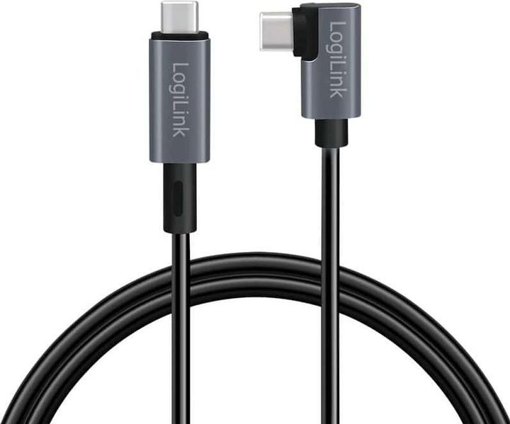 Produktbild LogiLink USB 2.0 Type-C-Kabel, C/M 90° zu USB-C/M, E-mark, PD, schwarz, 3 m (3 m, USB 2.0, 100 W)