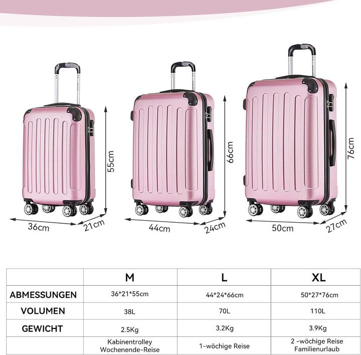 Immagine prodotto Beibye Hartschalenkoffer-Set (110 l)