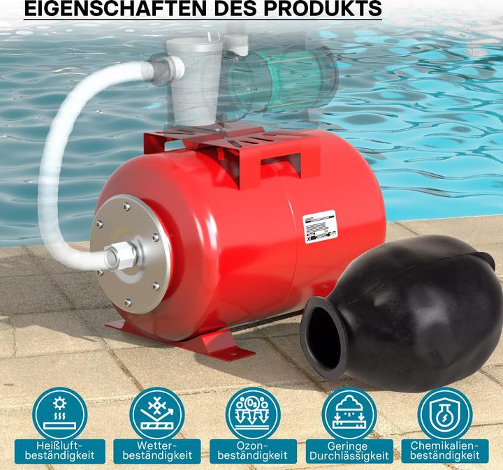 Actual product image Wiltec PRESSURE TANK 24L Vessel WATER with EPDM Membrane for Domestic Waterworks Pump (Domestic water pump)