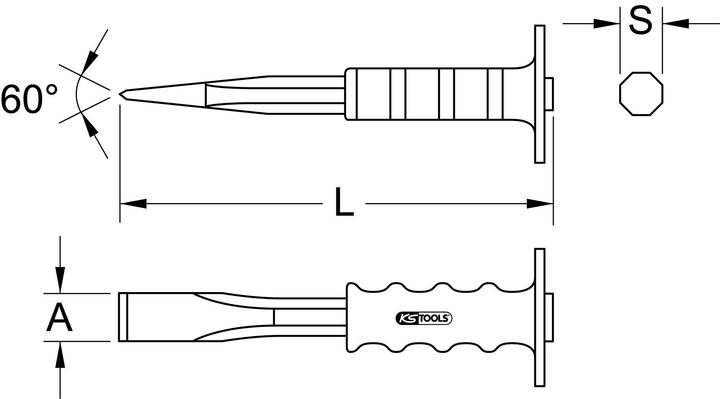 Produktbild KS Tools Fugenmeissel mit Handschutzgriff (100 mm)