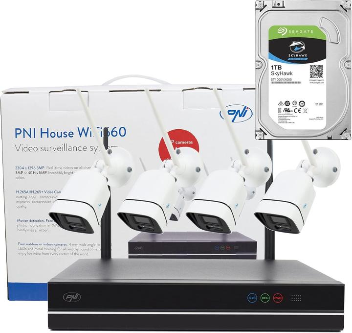 Actual product image PNI WiFi NVR video surveillance kit with 4 wireless cameras and 1TB HDD (2560 x 1440 Pixels)