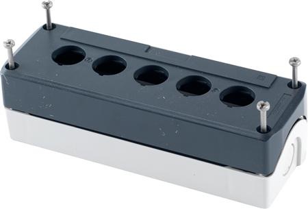 Produktbild Schneider Electric Tastergehäuse 22mm 5 Loch grau