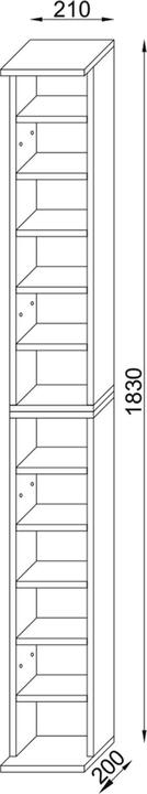 Produktbild VCM Holz CD DVD Stand Regal Almera (42 x 20 x 180 cm)