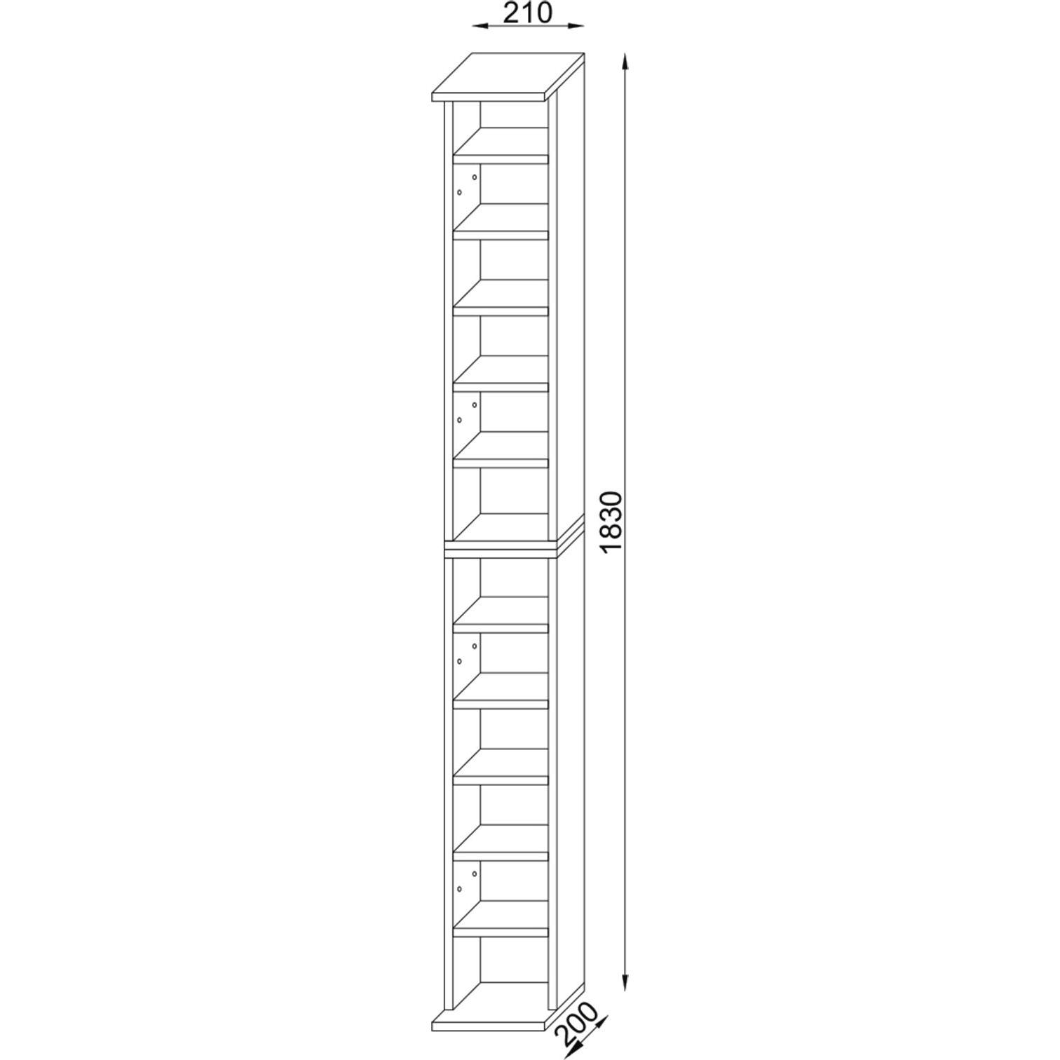 Thumbnail - VCM, Regal, Holz CD DVD Stand Regal Almera (42 x 20 x 180 cm)