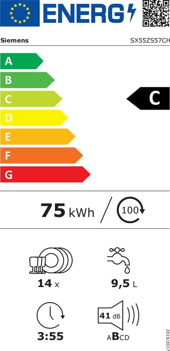 Energie-Label Siemens SX55ZS57CH