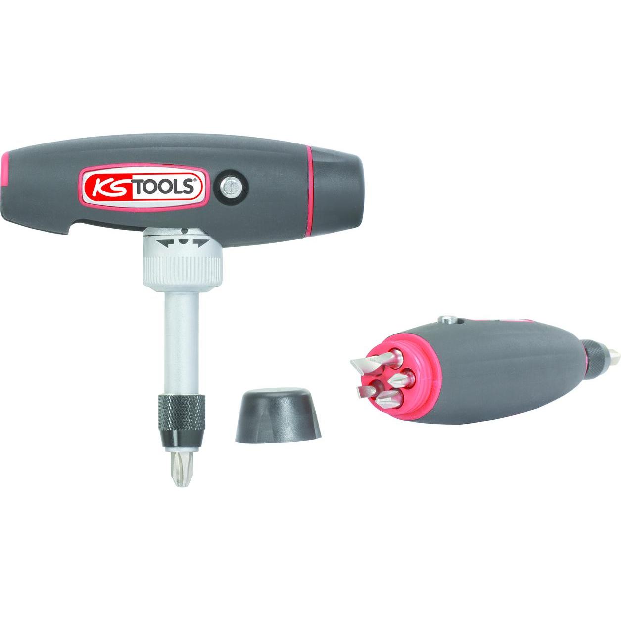 KS Tools, Schraubenzieher, 1/4 T-Griff Ratschen-Bit-Schraubendreher. 7-tlg.