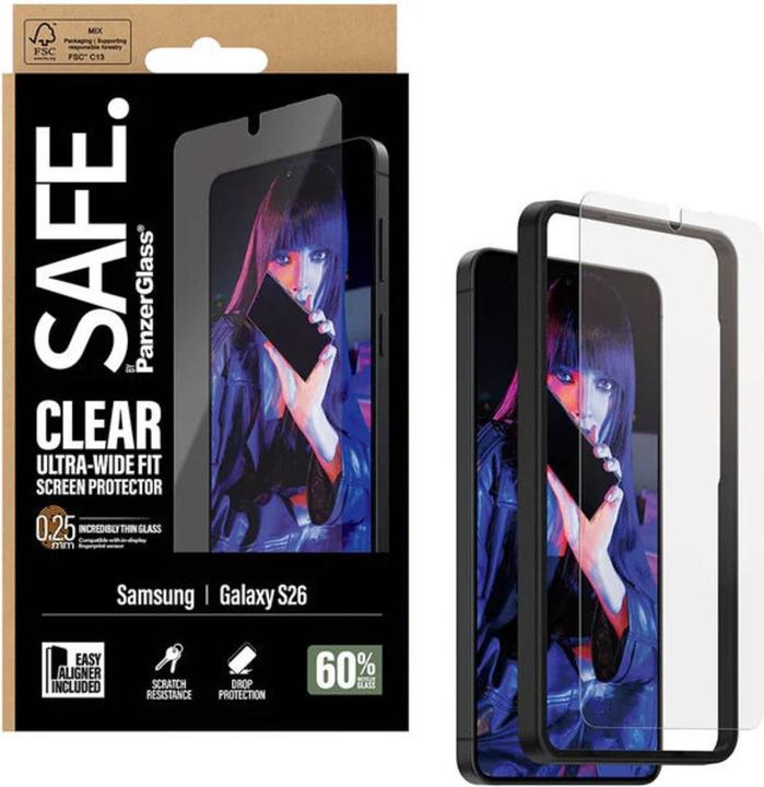 Actual product image PanzerGlass SAFE Ultra-Wide-Fit (1 pcs., Samsung Galaxy S26)