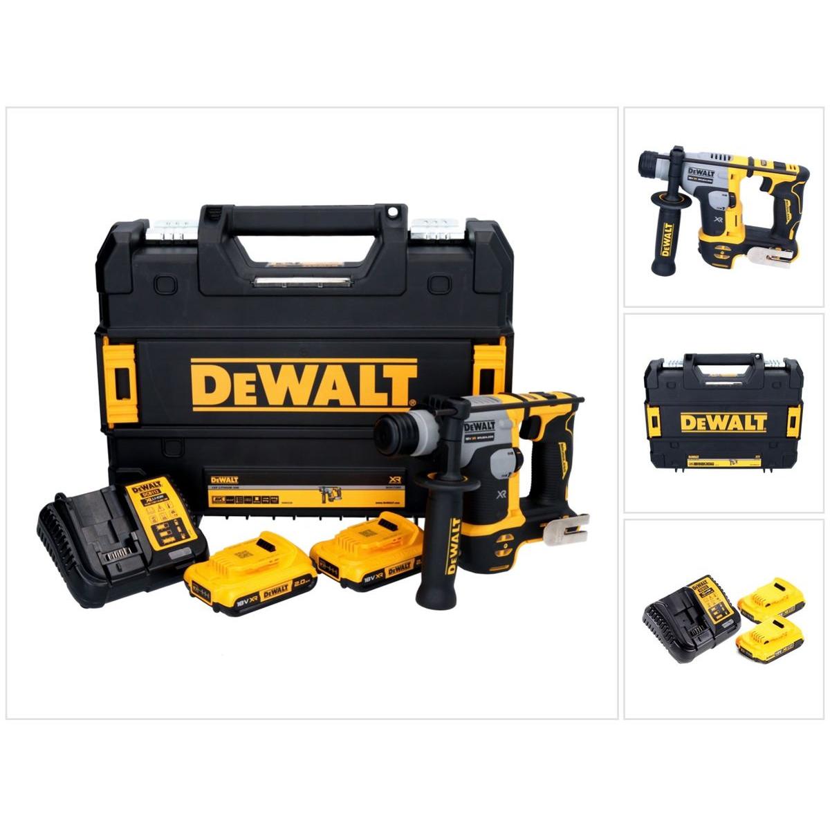 DeWalt, Bohrmaschine + Akkuschrauber, DCH 172 D2 Akku Bohrhammer 18 V 16 mm 1,4 Joule SDS plus Brushless + 2x Akku 2,0 A...