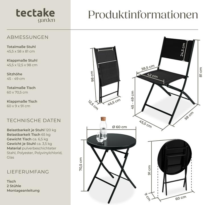 Image du produit tectake Ensemble de jardin Düsseldorf (60 cm)