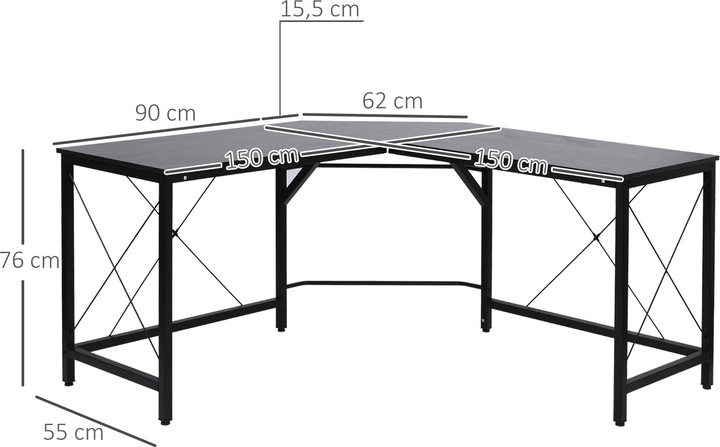 Produktbild Homcom Winkelschreibtisch (150 x 150 x 76 cm)