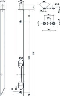 Actual product image Otlav Door edge latch with knee lever (1 pcs.)