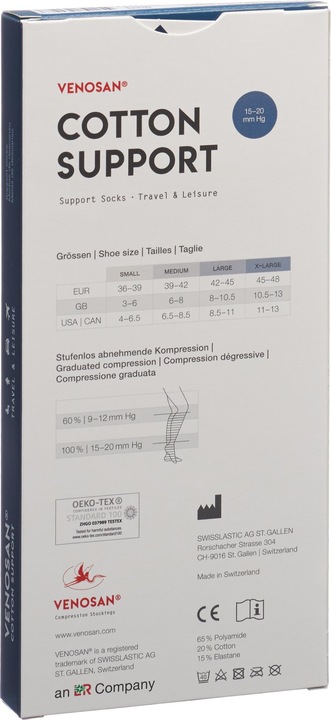 Produktbild Venosan COTTON SUPPORT Socks A-D L jeans (L)