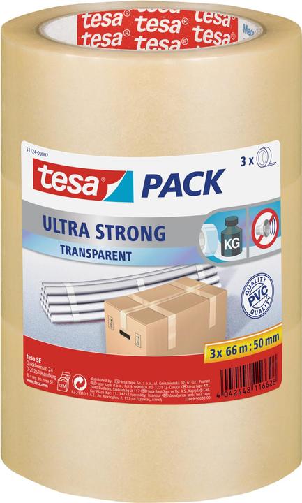 Produktbild tesa tesapack ULTRA STRONG Paketklebeband - PVC Packband für festes Verpacken und sicheres Bündeln (50 mm)