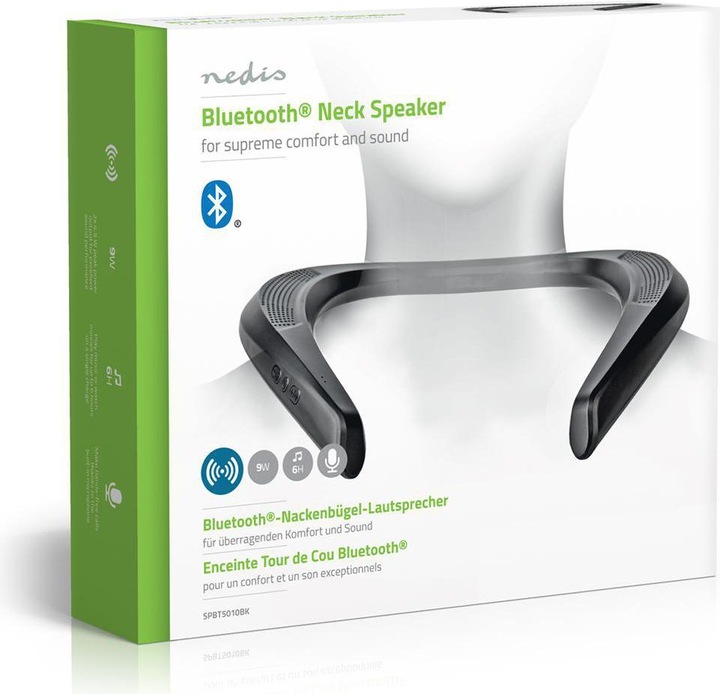 Produktbild Nedis Bluetooth Nackenbügel Lautsprecher - schwarz (6 h, Akkubetrieb)