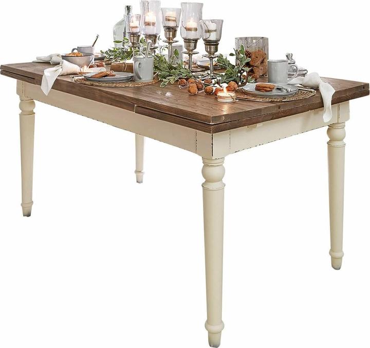 Image du produit Loberon Table Bradford blanc/marron (78 x 160 x 90 cm)