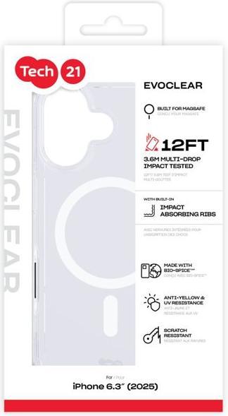 Productafbeelding tech21 EvoClear Case MagSafe for iPhone 17 Clear (Apple iPhone 17)