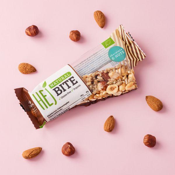 Actual product image HEJ Nutrition Natural Bite (12 x 40g) (Chocolate & Nuts, 12 pcs., 480 g)