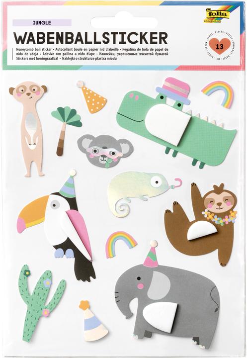 Folia Honeycomb ball sticker "Jungle" (13 Sticker)
