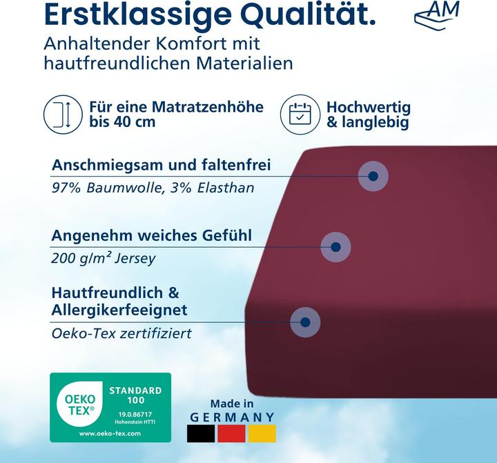 Actual product image AM Qualitätsmatratzen Premium Spannbettlaken für Boxspringbett, Baumwolle (200gsm) (160 x 190 cm)