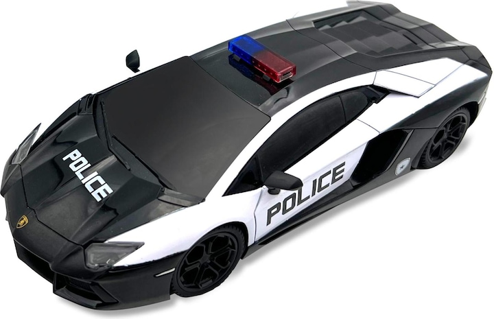 Productafbeelding Re.Eltoys LAMBORGHINI AVENTADOR COUPE' POLICE: Schaal 1:24 - Rc 2,4GHz - met koplampen - mat zwart