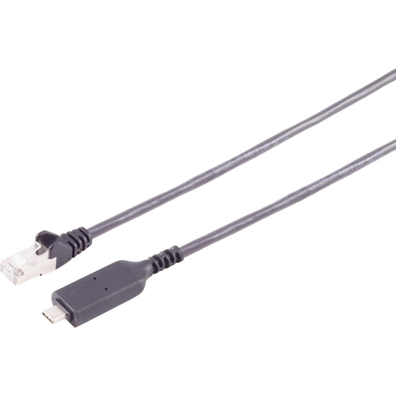 Thumbnail - S-Impuls USB-C LAN adapter cable 1G, RJ45, PVC, black, 2m (USB-C), Netzwerkadapter, Schwarz