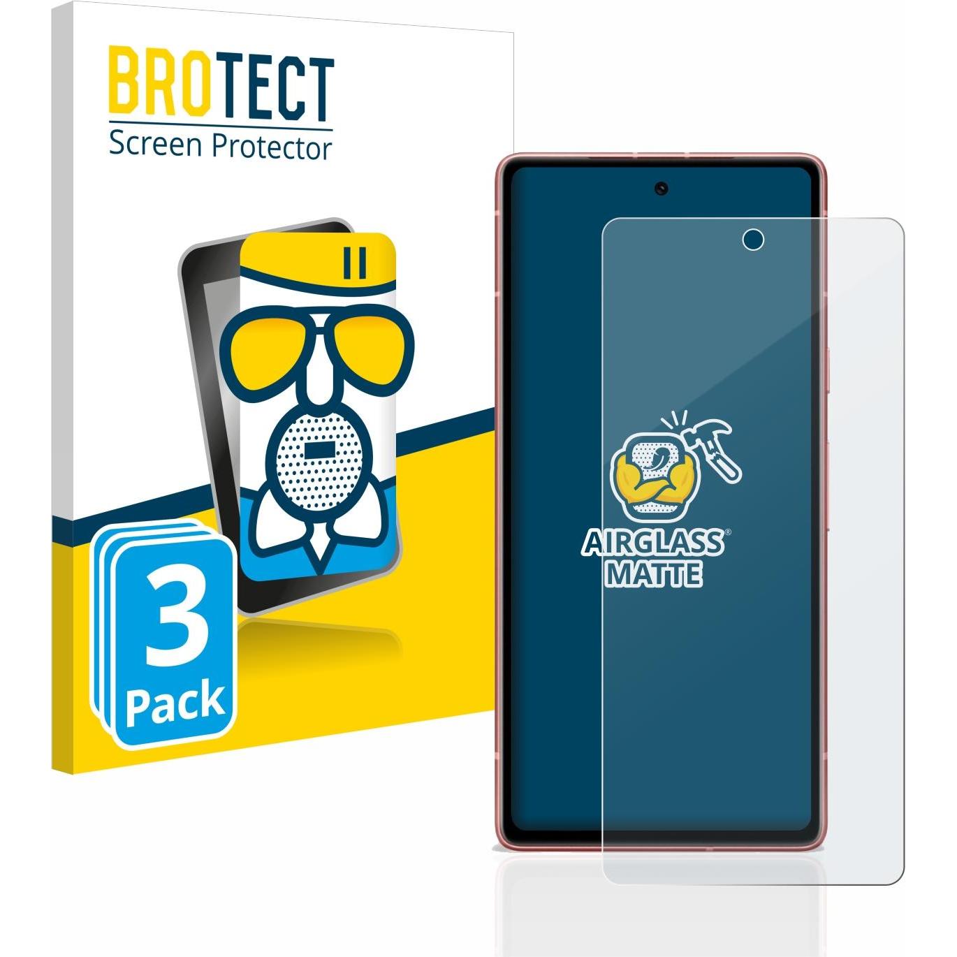 BROTECT AirGlass Panzerglasfolie Matt (3 Stück, Google Pixel 7a), Smartphone Schutzfolie, Grau